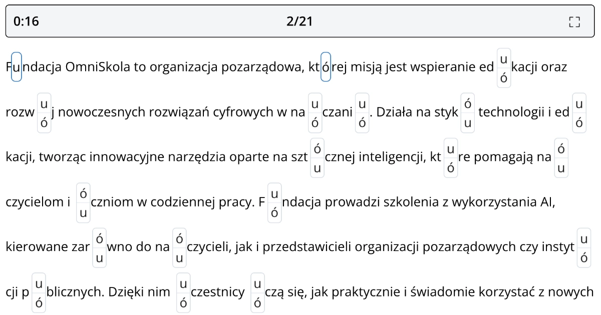 Twórz interaktywne dyktanda