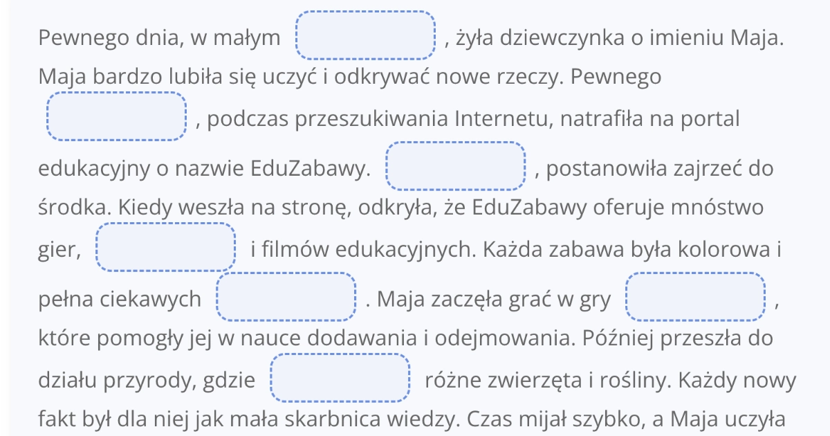 Uzupełnij tekst: nowa interaktywna gra na EduZabawy